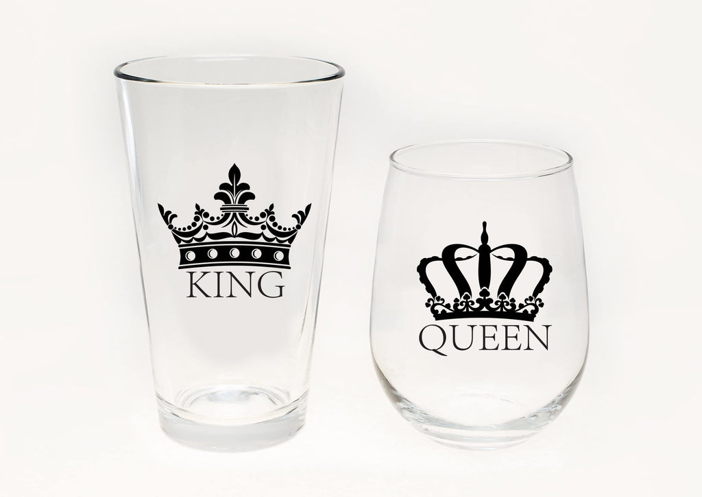 King and Queen - Wine & Beer Glass Combo