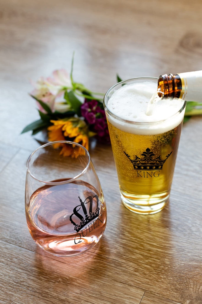 King and Queen - Wine & Beer Glass Combo