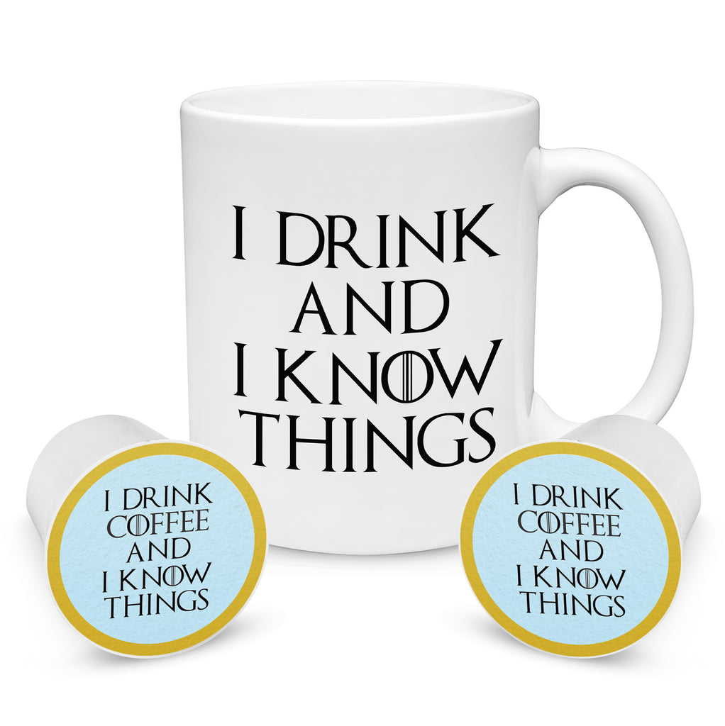 I Drink & I Know Things Mug and Single Serve Coffee Gift Set